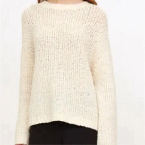 Vince Merino Wool Blend Chunky Knit Long Sleeve Cream Sweater Size Small